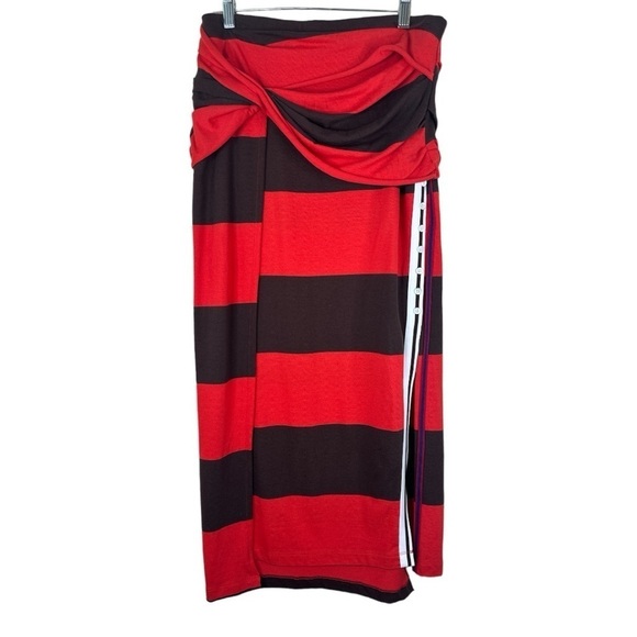 3.1 Phillip Lim Striped Twist Midi Skirt Red Brown Medium - Picture 3 of 14